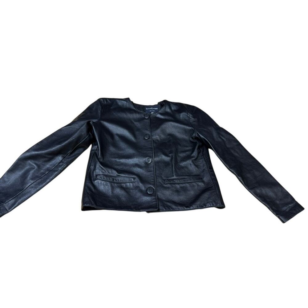"NATURAL‎ COMFORT" Butter Leather Zip Up Jacket SZ S PLZ READ Biker Sexy Goth